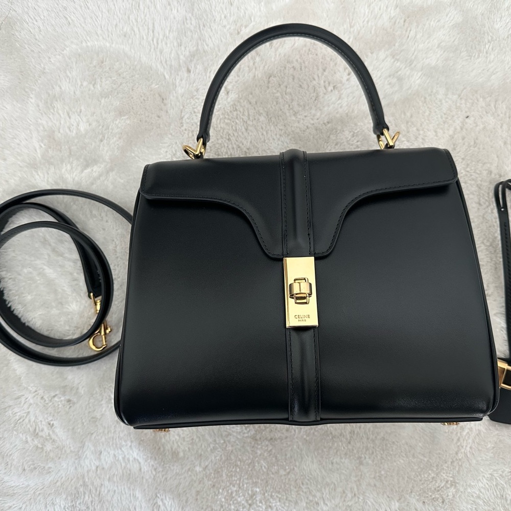 Celine Small 16 Bag in Black with Gold Hardware
